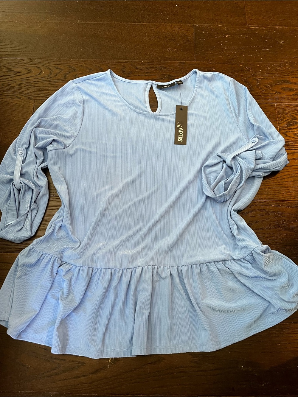 Apt. 9 Soft Blue Peplum Keyhole Blouse